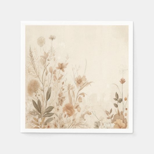  Delicate Bloemen Botanische Boho Bruiloft Servet (Voorkant)
