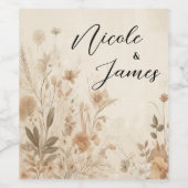  Delicate Bloemen Botanische Boho Bruiloft Wijn Etiket (Enkel label)