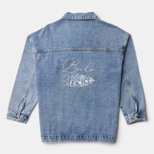 Delicate bloemen Gescripteerde bruid ontwerp Denim Jacket (Achterkant)
