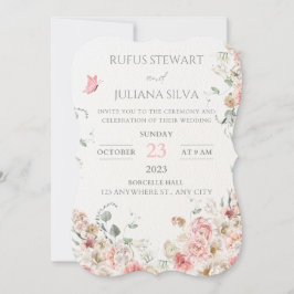 Delicate  Bloemen Huwelijksuitnodiging