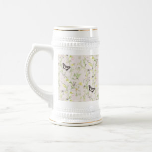 delicate bloemen met een vlinder in Chinese stijl Bierpul