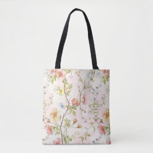 delicate bloemen met een vlinder in Chinese stijl Draagtas