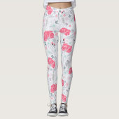 Delicate Bloemen Roze Botanisch Leggings (Voorkant)