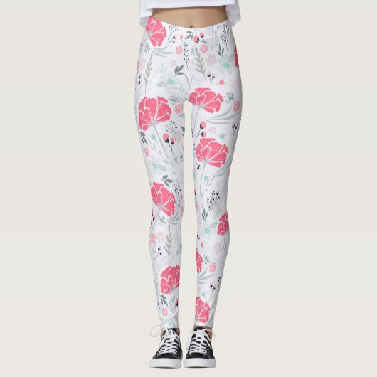 Delicate Bloemen Roze Botanisch Leggings (Voorkant)