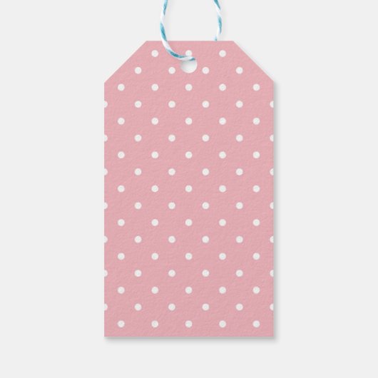 Delicate Bloemen Roze Polka Dot Dank u Cadeaulabel (Achterkant)