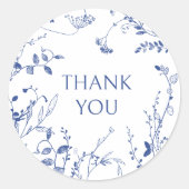 Delicate bloemenchinoiserie dank u sticker (Voorkant)