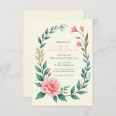 Delicate Bloemenkrans Uitnodiging (Voorkant / Achterkant)