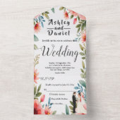 Delicate Bloementuin Bruid Bruidegom Zomer Huwelij All In One Uitnodiging (Binnen)