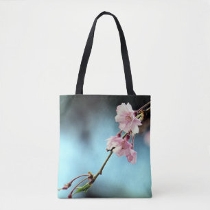 Delicate bloemige roze en blauwe - tote draagtas