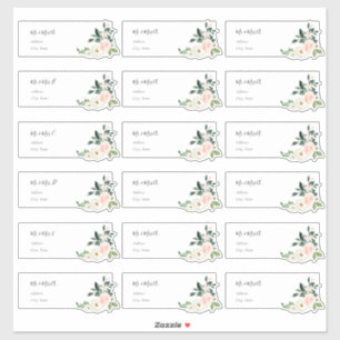 Delicate Bloom Blush Rozen Gast Adresetiketten Sticker