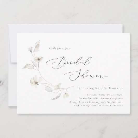 Delicate Blossom Bridal Shower Invitation Kaart (Voorkant)