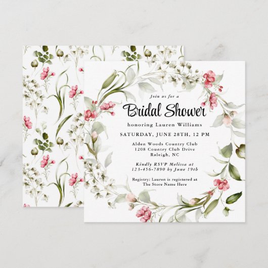 Delicate Blossoms Waterverf Floral Vrijgezellenfee Kaart (Voorkant / Achterkant)