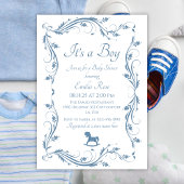 Delicate Blue  Bloemen Jongensdouche Kaart