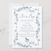 Delicate Blue  Bloemen Jongensdouche Kaart (Voorkant)