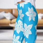 Delicate Blue Bloom Pattern Leggings