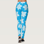 Delicate Blue Bloom Pattern Leggings (Achterkant)