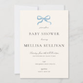 Delicate Blue Bow Baby shower Kaart (Voorkant)