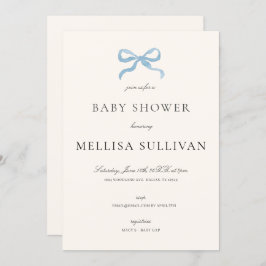 Delicate Blue Bow Baby shower Kaart