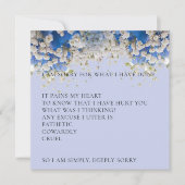 Delicate Blue Floral Je suis désolé Carte d'excuse (Devant)
