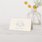 Delicate Blue Floral Monogrammed Crest (Achterkant)
