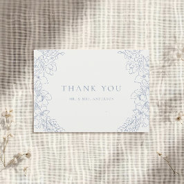 Delicate Blue Floral Wedding Bedankkaart