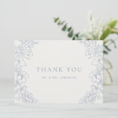Delicate Blue Floral Wedding Bedankkaart (Staand voorkant)