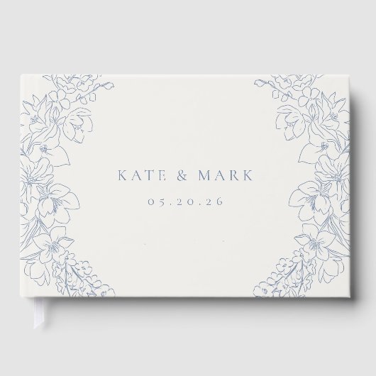 Delicate Blue Floral Wedding Gastenboek (Voorkant)