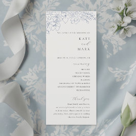 Delicate Blue Floral Wedding Programma