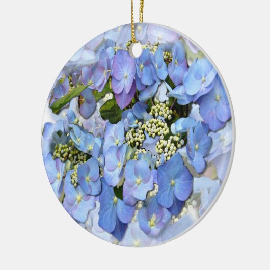 Delicate Blue Lacecap Hydrangea Keramisch Ornament (Links)
