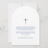 Delicate Blue Shades Floral Frame Arch Baptisme Kaart (Achterkant)