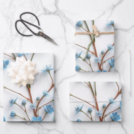 Delicate Blue Wildflowers Art Inpakpapier Vel