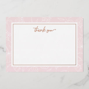 Delicate Blush Bloemige Bedank Foil Notitiekaart
