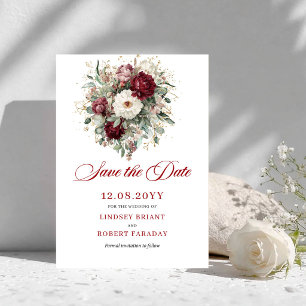 Delicate Blush Bourgondië Bloemstuk Save The Date