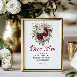 Delicate Blush Burgundy Open Bar Huwelijks Poster