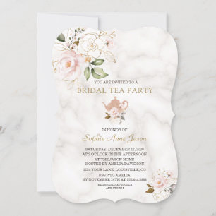 Delicate Blush Gold Floral Vrijgezellenfeest Tea P Kaart
