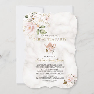 Delicate Blush Gold Floral Vrijgezellenfeest Tea P Kaart