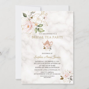 Delicate Blush Gold Floral Vrijgezellenfeest Tea P Kaart