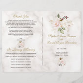 Delicate Blush Gold Flowers Programme de mariage e (Devant)