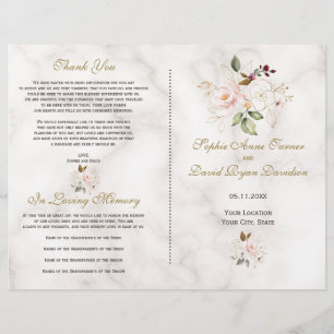Delicate Blush Gold Flowers Programme de mariage e