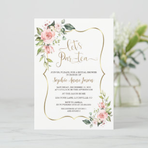 Delicate Blush Pink Floral Bridal Tea Party Kaart