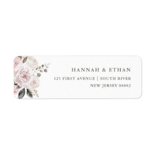Delicate Blush Pink Floral    Waterverf Etiket