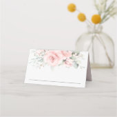 Delicate Blush Roze Bloemen Bruiloft Gast Naam (Voorkant)