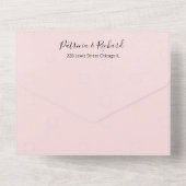 Delicate Blush Roze Bloemen Waterverf Bruiloft All In One Uitnodiging (Achterkant)