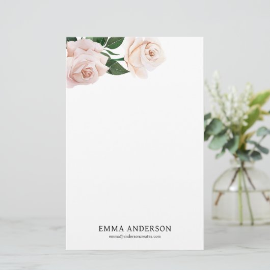 Delicate Blush-Rozen Briefpapier (Staand voorkant)