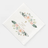 Delicate Blush White Flowers Gold Girl Baptisme Servet (Hoek)