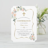 Delicate Blush Witte Bloemen Gouden Bevestiging Kaart (Staand voorkant)