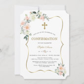 Delicate Blush Witte Bloemen Gouden Bevestiging Kaart (Voorkant)