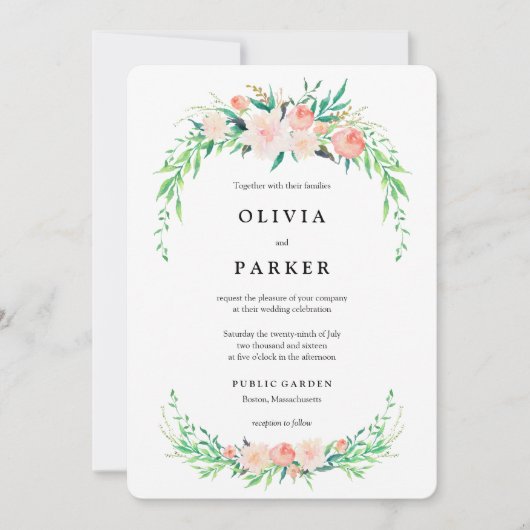 Delicate boeket bruiloft uitnodiging (Voorkant)