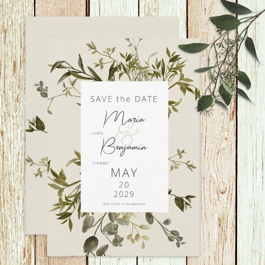 Delicate Boho groen bruiloft Save The Date