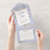 Delicate Boho Wildbloemen Periwinkle Geen diner All In One Uitnodiging (Afscheurbaar)